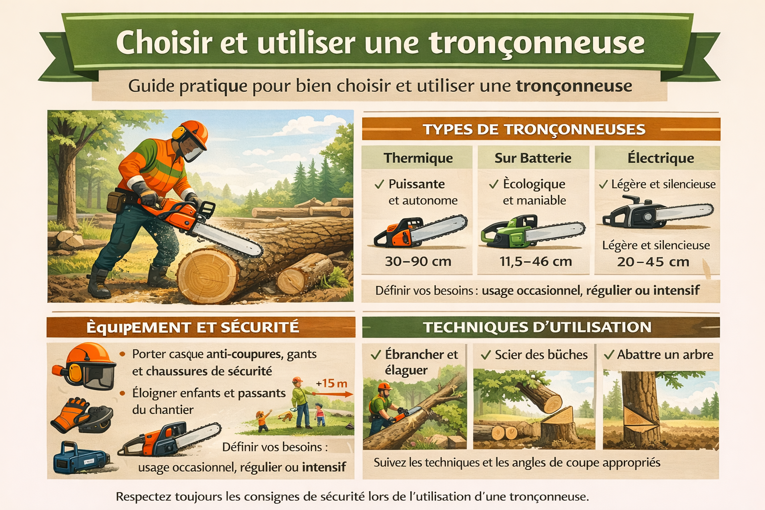 Utilisation sécurisée d'une tronçonneuse