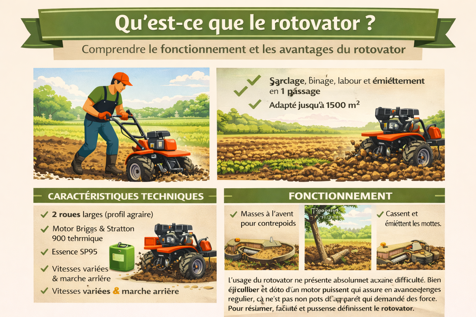 Rotovator préparant le sol